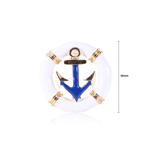 Fashion Simple Plated Gold Geometric Round Anchor Brooch