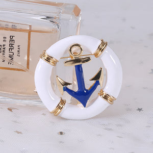 Fashion Simple Plated Gold Geometric Round Anchor Brooch