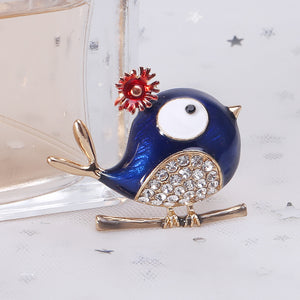 Simple and Cute Blue Bird Brooch with Cubic Zirconia