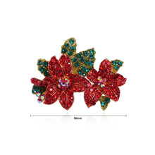 Load image into Gallery viewer, Elegant and Bright Plated Gold Double Flower Brooch with Cubic Zirconia