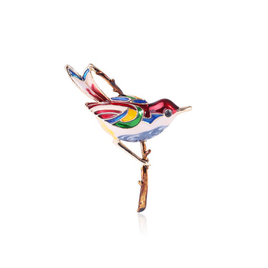 Fashion and Lovely Plated Gold Red Bird Brooch with Cubic Zirconia