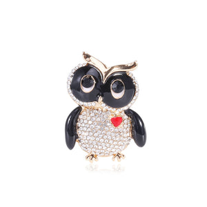 Fashion and Cute Plated Gold Owl Brooch with Cubic Zirconia