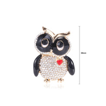 Load image into Gallery viewer, Fashion and Cute Plated Gold Owl Brooch with Cubic Zirconia