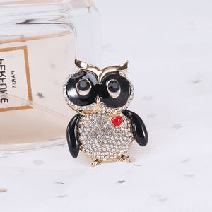 Fashion and Cute Plated Gold Owl Brooch with Cubic Zirconia