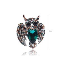 Load image into Gallery viewer, Fashion Bright Owl Brooch with Green Cubic Zirconia