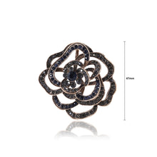 Load image into Gallery viewer, Fashion Simple Plated Gold Hollow Rose Brooch with Black Cubic Zirconia