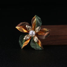 Load image into Gallery viewer, Fashion and Elegant Plated Gold Flower Imitation Pearl Brooch