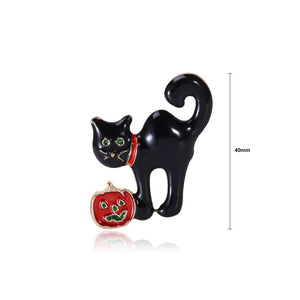 Fashion Cute Black Cat Brooch with Cubic Zirconia