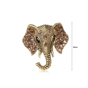 Fashion and Simple Plated Gold Elephant Brooch with Brown Cubic Zirconia