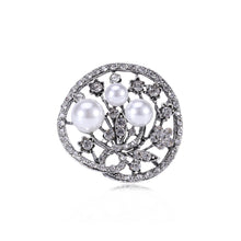 Load image into Gallery viewer, Fashion and Elegant Geometric Flower Round Imitation Pearl Brooch with Cubic Zirconia