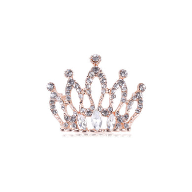 Fashion and Elegant Plated Gold Crown Brooch with Cubic Zirconia