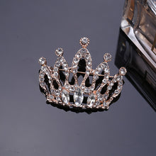 Load image into Gallery viewer, Fashion and Elegant Plated Gold Crown Brooch with Cubic Zirconia