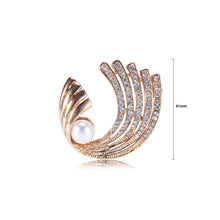 Load image into Gallery viewer, Fashion and Elegant Plated Gold Geometric Imitation Pearl Brooch with Cubic Zirconia