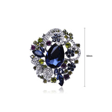 Load image into Gallery viewer, Fashion and Elegant Geometric Flower Brooch with Blue Cubic Zirconia