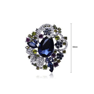 Fashion and Elegant Geometric Flower Brooch with Blue Cubic Zirconia