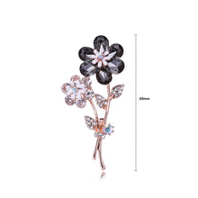 Load image into Gallery viewer, Fashion and Elegant Plated Gold Flower Brooch with Black Cubic Zirconia