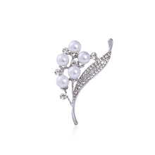 Load image into Gallery viewer, Fashion and Elegant Floral Imitation Pearl Brooch with Cubic Zirconia