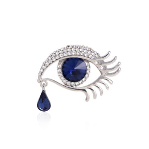 Elegant Personality Devil's Eye Brooch with Blue Cubic Zirconia