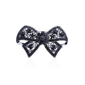 Fashion and Elegant Ribbon Brooch with Black Cubic Zirconia