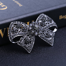 Load image into Gallery viewer, Fashion and Elegant Ribbon Brooch with Black Cubic Zirconia