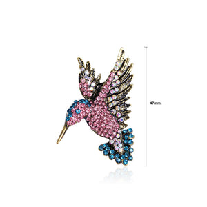 Fashion Bright Hummingbird Brooch with Pink Cubic Zirconia