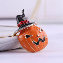 Load image into Gallery viewer, Fashion Creative Plated Gold Halloween Pumpkin Brooch with Cubic Zirconia