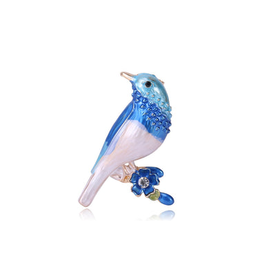 Fashion Cute Blue Bird Brooch with Cubic Zirconia