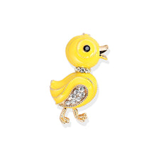 Load image into Gallery viewer, Simple and Lovely Plated Gold Enamel Yellow Duck Brooch with Cubic Zirconia