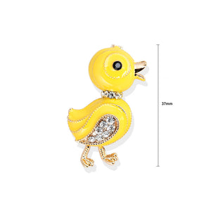 Simple and Lovely Plated Gold Enamel Yellow Duck Brooch with Cubic Zirconia