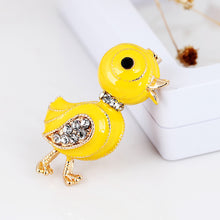 Load image into Gallery viewer, Simple and Lovely Plated Gold Enamel Yellow Duck Brooch with Cubic Zirconia