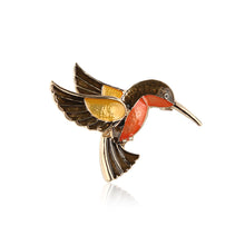 Load image into Gallery viewer, Fashion Simple Plated Gold Brown Hummingbird Brooch