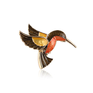 Fashion Simple Plated Gold Brown Hummingbird Brooch