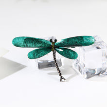 Load image into Gallery viewer, Simple and Fashion Green Dragonfly Brooch with Cubic Zirconia