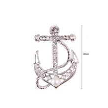 Load image into Gallery viewer, Fashion and Personality Anchor Imitation Pearl Brooch with Cubic Zirconia