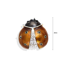 Load image into Gallery viewer, Fashion Personality Plated Gold Brown Ladybug Brooch with Cubic Zirconia