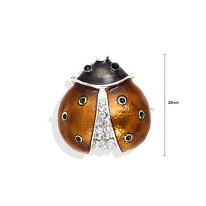 Fashion Personality Plated Gold Brown Ladybug Brooch with Cubic Zirconia
