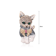 Load image into Gallery viewer, Fashion and Cute Plated Gold Cat Brooch with Cubic Zirconia