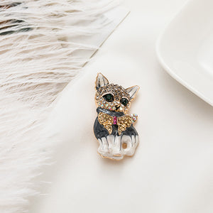 Fashion and Cute Plated Gold Cat Brooch with Cubic Zirconia