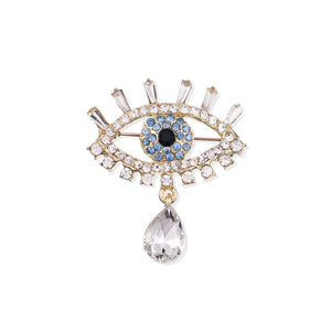 Fashion and Elegant Plated Gold Devil's Eye Tassel Brooch with Cubic Zirconia