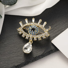 Load image into Gallery viewer, Fashion and Elegant Plated Gold Devil&#39;s Eye Tassel Brooch with Cubic Zirconia