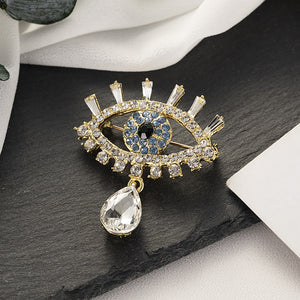 Fashion and Elegant Plated Gold Devil's Eye Tassel Brooch with Cubic Zirconia
