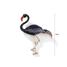 Load image into Gallery viewer, Fashion and Elegant Plated Gold Black Flamingo Brooch with Cubic Zirconia