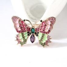 Load image into Gallery viewer, Fashion Bright Plated Gold Pink Butterfly Brooch with Cubic Zirconia