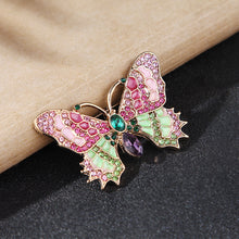 Load image into Gallery viewer, Fashion Bright Plated Gold Pink Butterfly Brooch with Cubic Zirconia