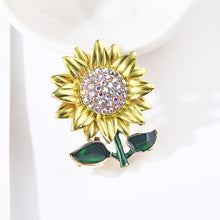 Load image into Gallery viewer, Fashion and Elegant Plated Gold Sunflower Brooch with Cubic Zirconia