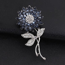 Load image into Gallery viewer, Elegant Bright Sunflower Brooch with Blue Cubic Zirconia