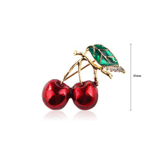 Load image into Gallery viewer, Fashion Sweet Plated Gold Cherry Brooch with Cubic Zirconia