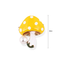 Load image into Gallery viewer, Fashion and Simple Plated Gold Yellow Mushroom Brooch with Imitation Pearls