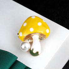 Load image into Gallery viewer, Fashion and Simple Plated Gold Yellow Mushroom Brooch with Imitation Pearls