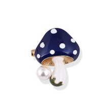 Load image into Gallery viewer, Fashion and Simple Plated Gold Blue Mushroom Brooch with Imitation Pearls